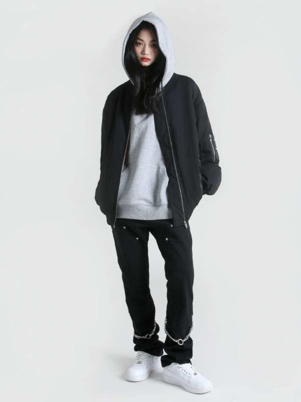 Achock Logo Badge Zipper Flight Jacket