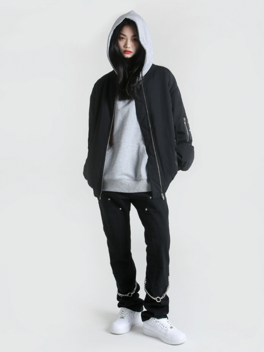 Achock Logo Badge Zipper Flight Jacket