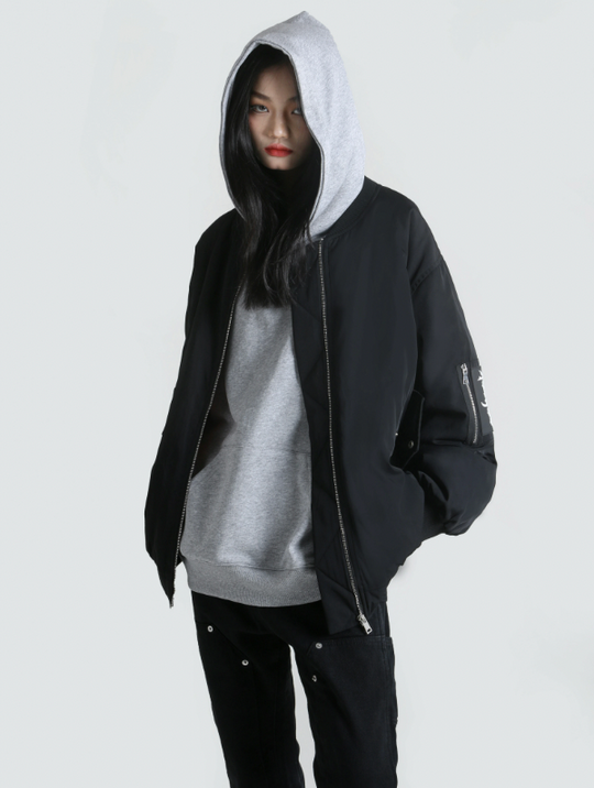 Achock Logo Badge Zipper Flight Jacket