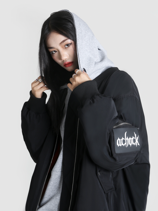 Achock Logo Badge Zipper Flight Jacket