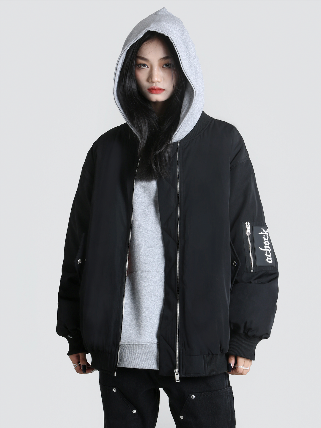 Achock Logo Badge Zipper Flight Jacket