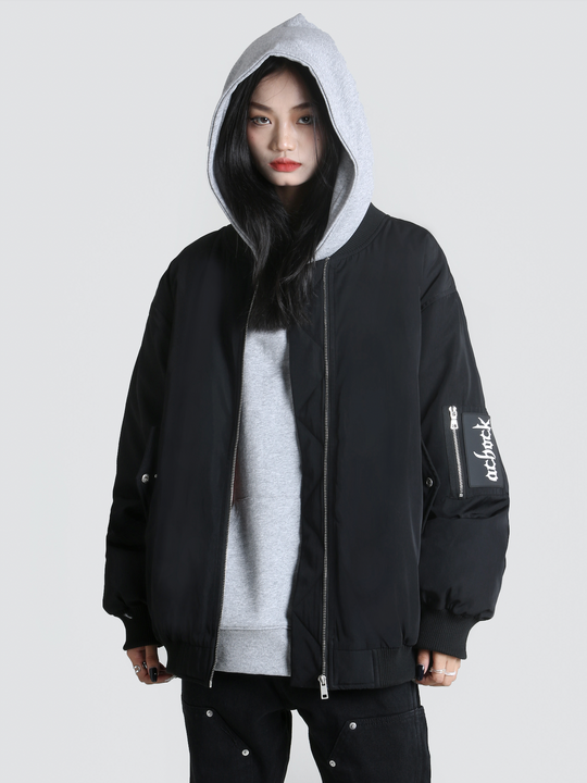 Achock Logo Badge Zipper Flight Jacket