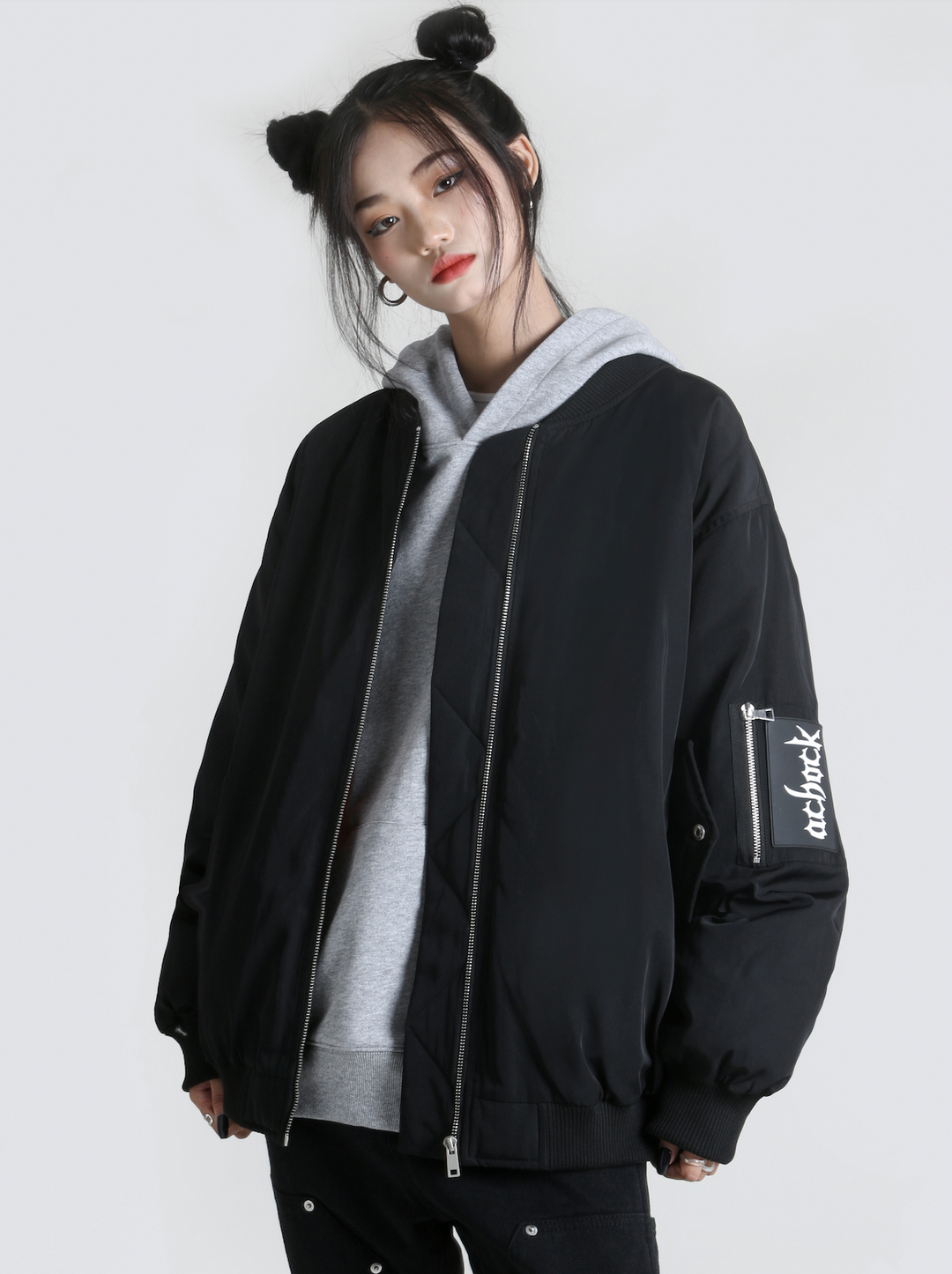 Achock Logo Badge Zipper Flight Jacket