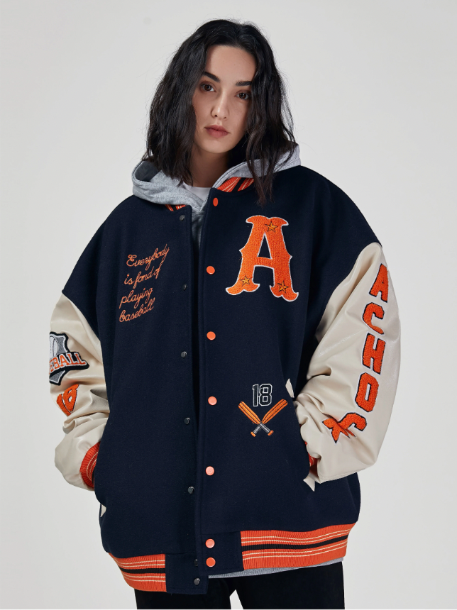 Achock Mountain Sunset Embroidery Baseball Jacket