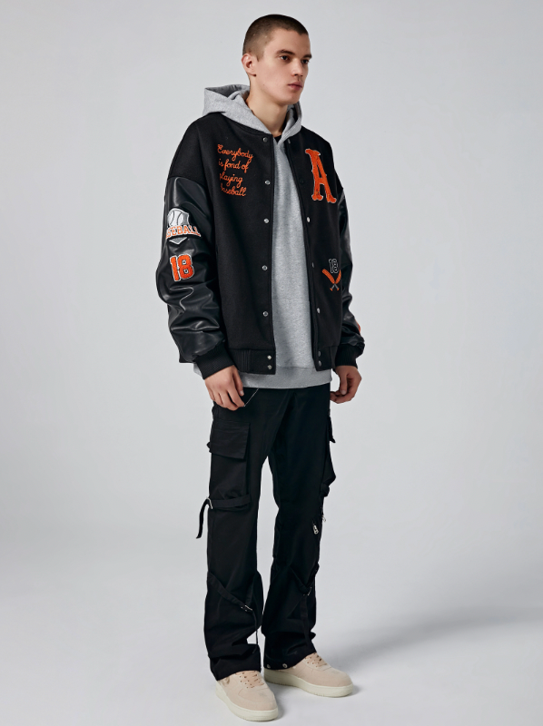 Achock Mountain Sunset Embroidery Baseball Jacket