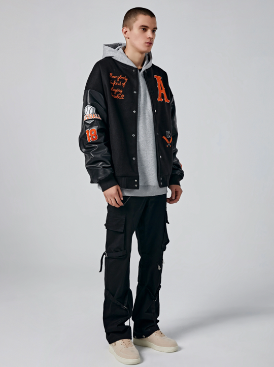 Achock Mountain Sunset Embroidery Baseball Jacket
