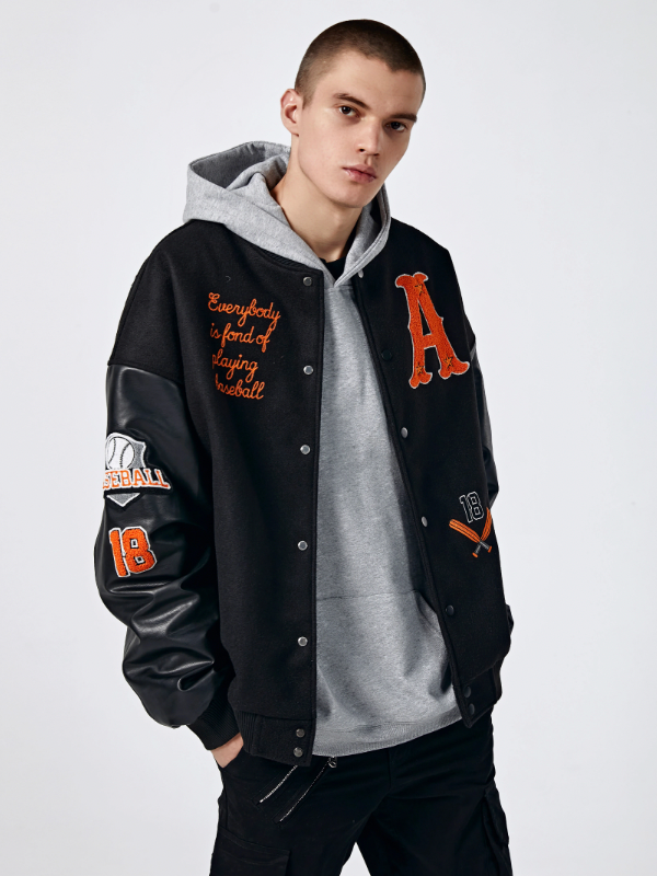 Achock Mountain Sunset Embroidery Baseball Jacket