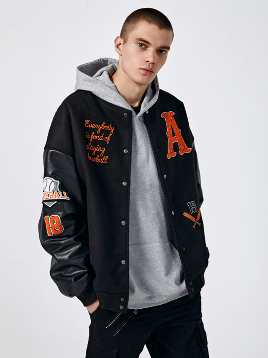 Achock Mountain Sunset Embroidery Baseball Jacket