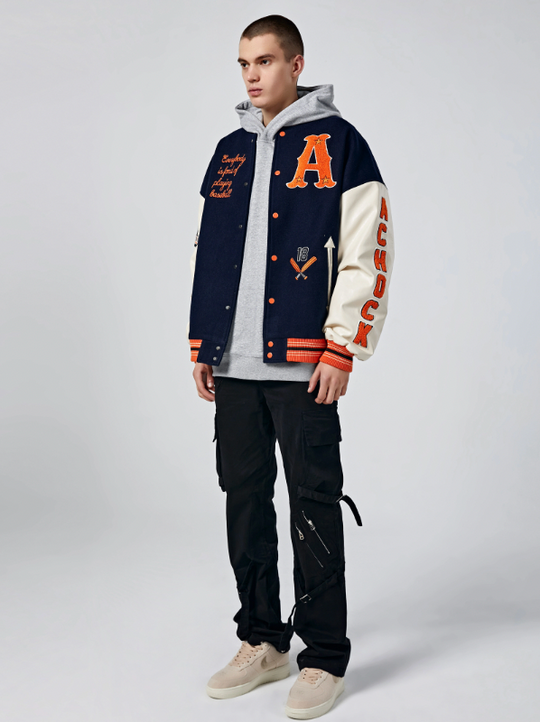 Achock Mountain Sunset Embroidery Baseball Jacket
