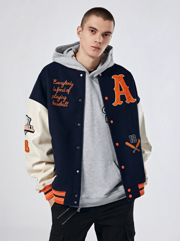 Achock Mountain Sunset Embroidery Baseball Jacket