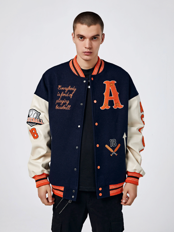 Achock Mountain Sunset Embroidery Baseball Jacket