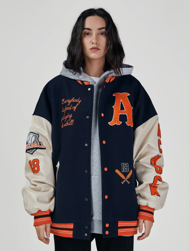Achock Mountain Sunset Embroidery Baseball Jacket