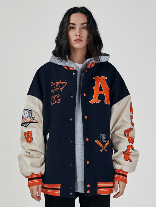 Achock Mountain Sunset Embroidery Baseball Jacket