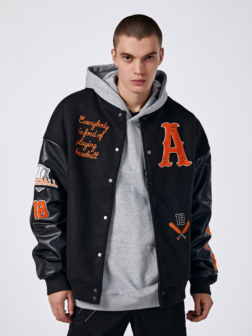 Achock Mountain Sunset Embroidery Baseball Jacket
