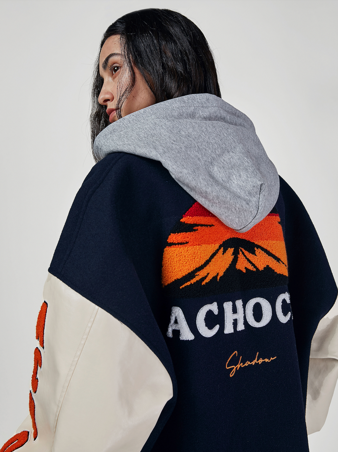 Achock Mountain Sunset Embroidery Baseball Jacket