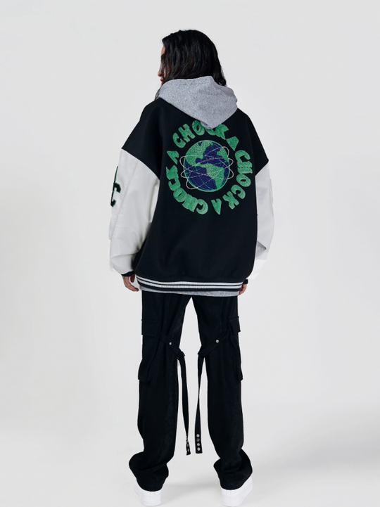 Baseball Jacket | Achock Earth Circle Logo Embroidery Baseball Jacket | Face 3 Face