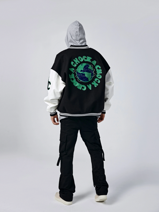 Baseball Jacket | Achock Earth Circle Logo Embroidery Baseball Jacket | Face 3 Face