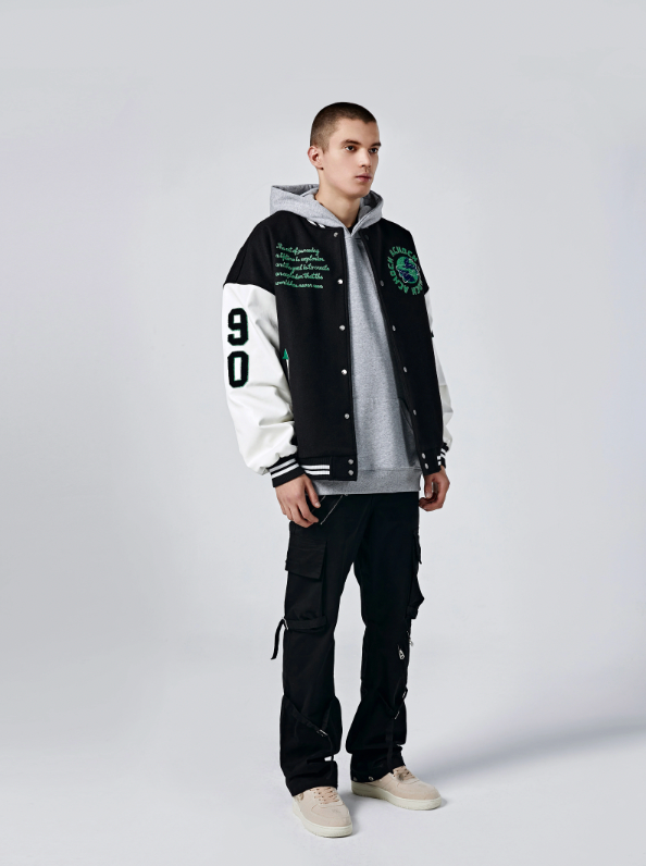 Baseball Jacket | Achock Earth Circle Logo Embroidery Baseball Jacket | Face 3 Face