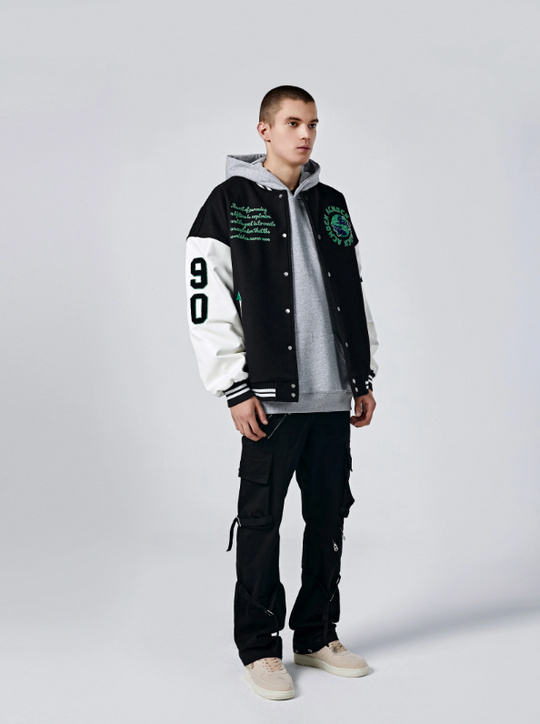 Baseball Jacket | Achock Earth Circle Logo Embroidery Baseball Jacket | Face 3 Face