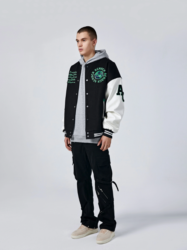 Baseball Jacket | Achock Earth Circle Logo Embroidery Baseball Jacket | Face 3 Face