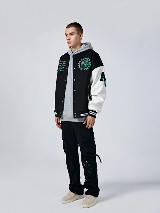 Baseball Jacket | Achock Earth Circle Logo Embroidery Baseball Jacket | Face 3 Face