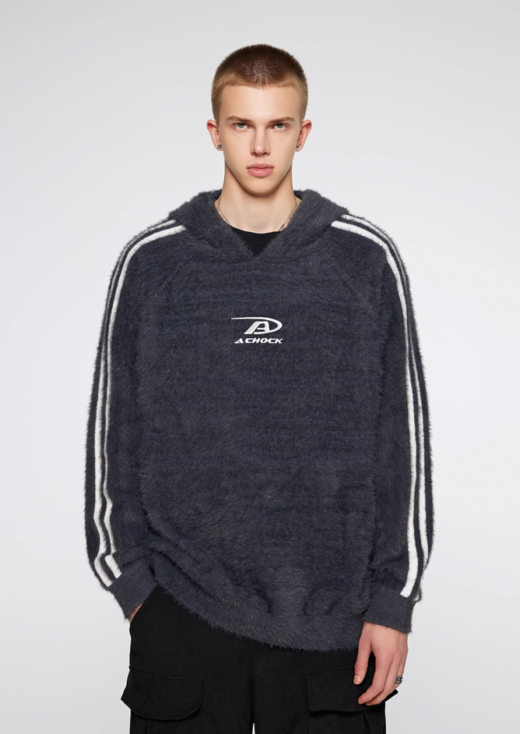 Achock Logo Jacquard Mink Wool Knit Hoodie