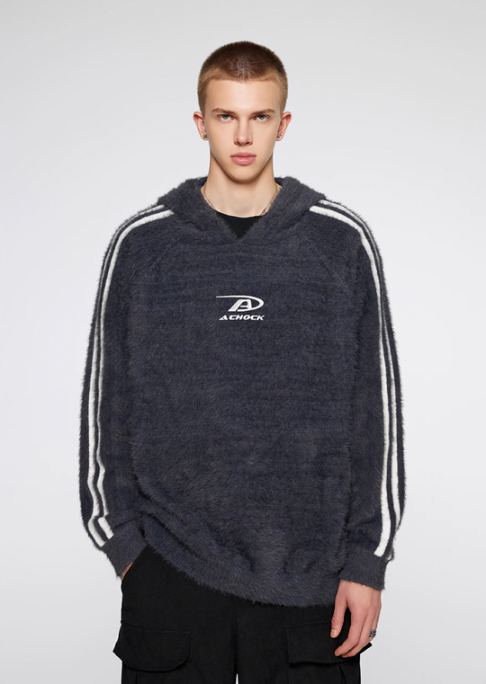 Achock Logo Jacquard Mink Wool Knit Hoodie