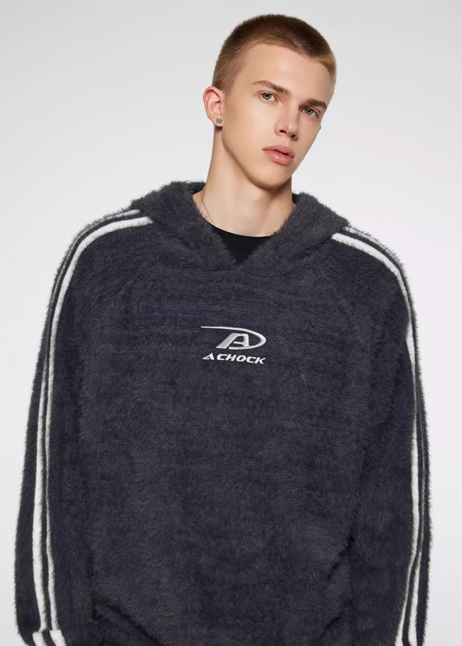 Achock Logo Jacquard Mink Wool Knit Hoodie