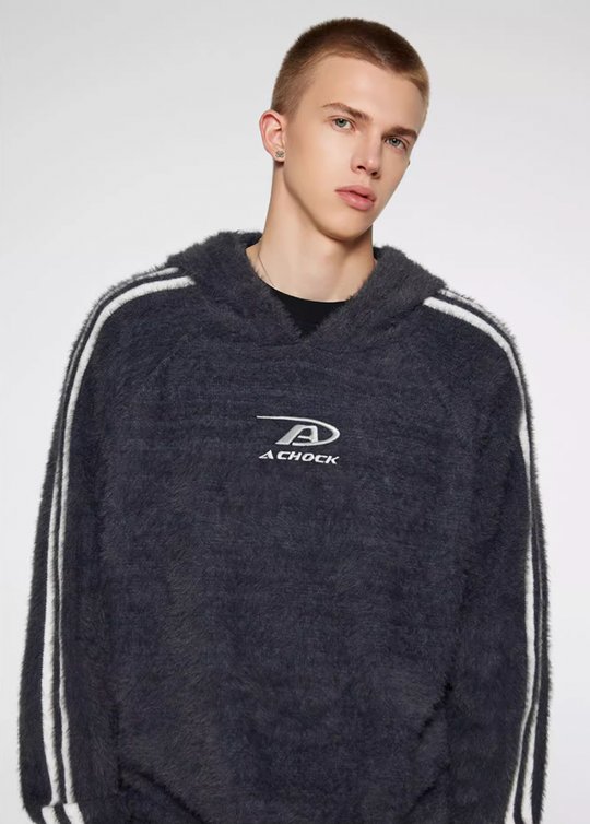 Achock Logo Jacquard Mink Wool Knit Hoodie