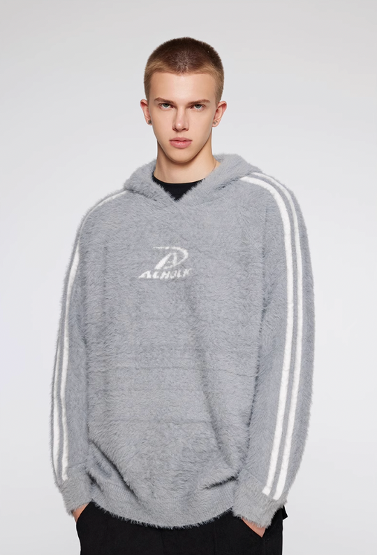Achock Logo Jacquard Mink Wool Knit Hoodie