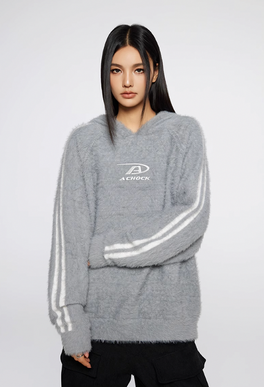 Achock Logo Jacquard Mink Wool Knit Hoodie