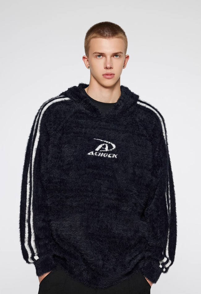 Achock Logo Jacquard Mink Wool Knit Hoodie