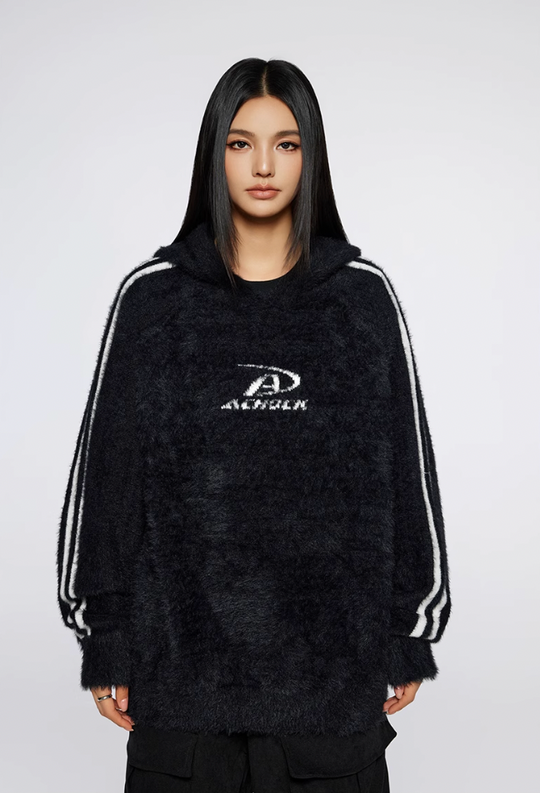 Achock Logo Jacquard Mink Wool Knit Hoodie