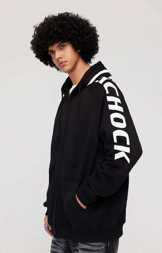 Achock Side Logo Print Zipper Hoodie