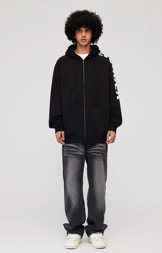 Achock Side Logo Print Zipper Hoodie