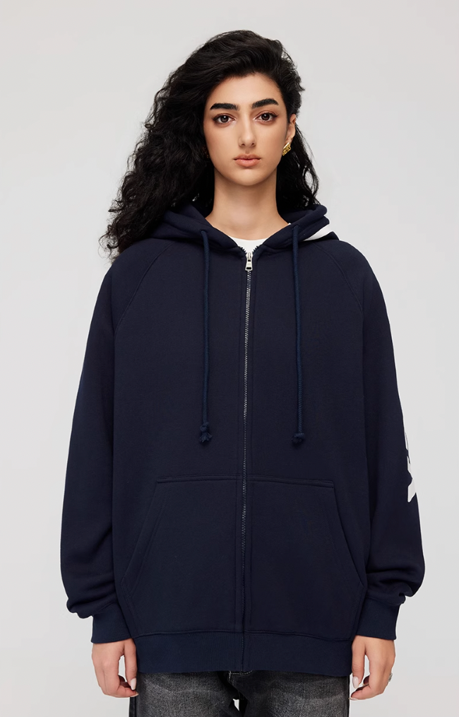 Achock Side Logo Print Zipper Hoodie