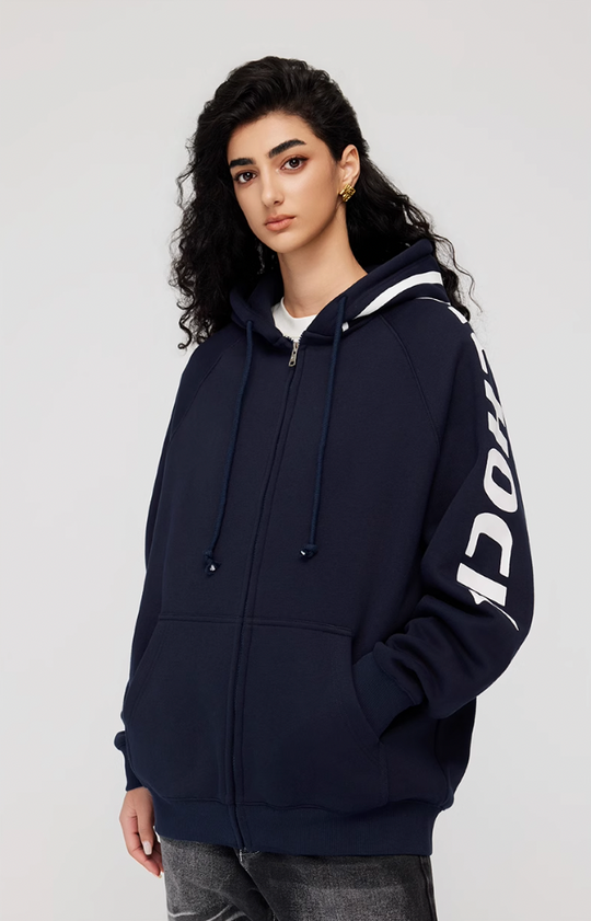 Achock Side Logo Print Zipper Hoodie