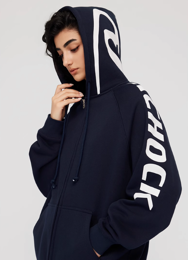 Achock Side Logo Print Zipper Hoodie
