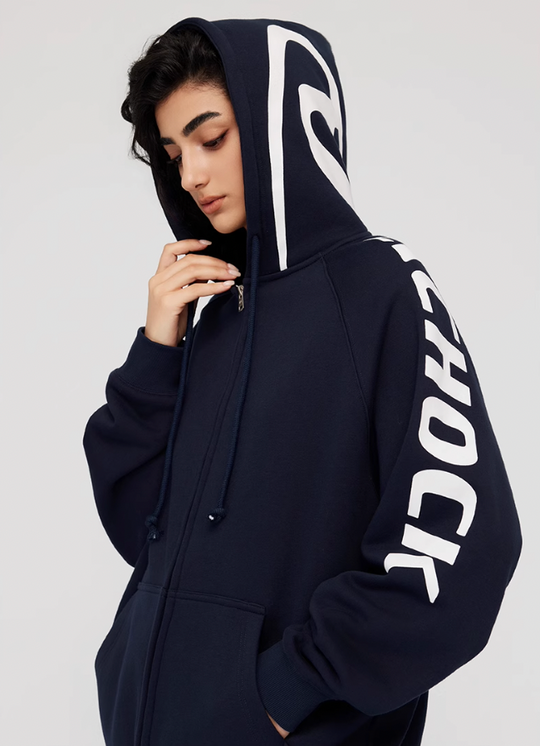 Achock Side Logo Print Zipper Hoodie