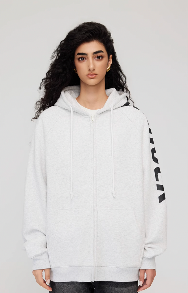 Achock Side Logo Print Zipper Hoodie