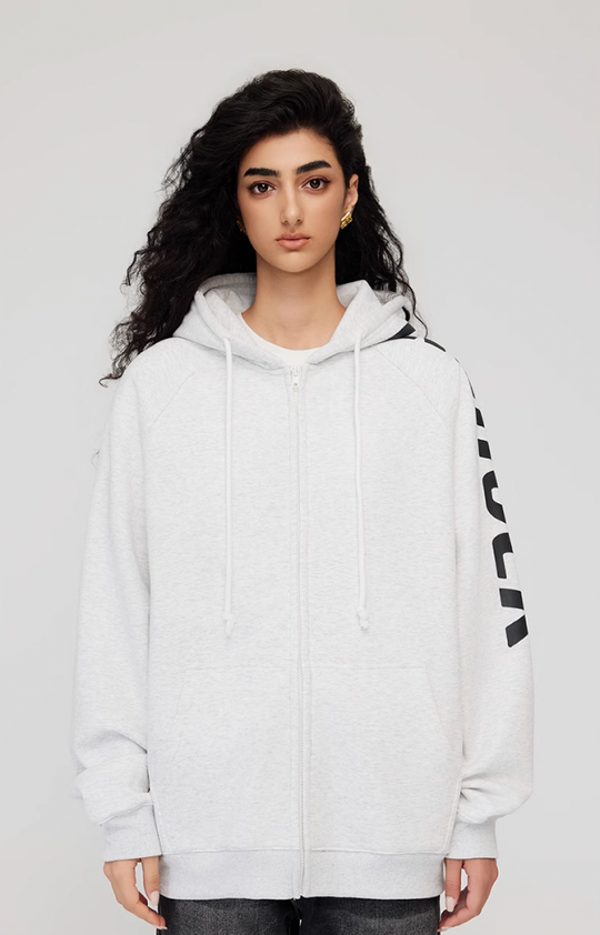 Achock Side Logo Print Zipper Hoodie