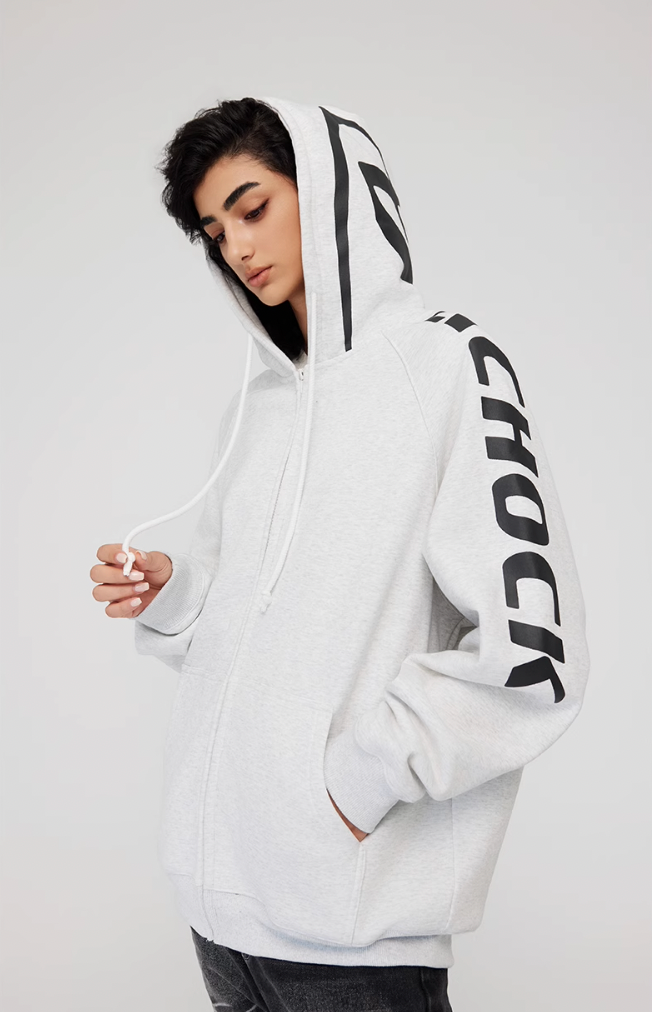 Achock Side Logo Print Zipper Hoodie