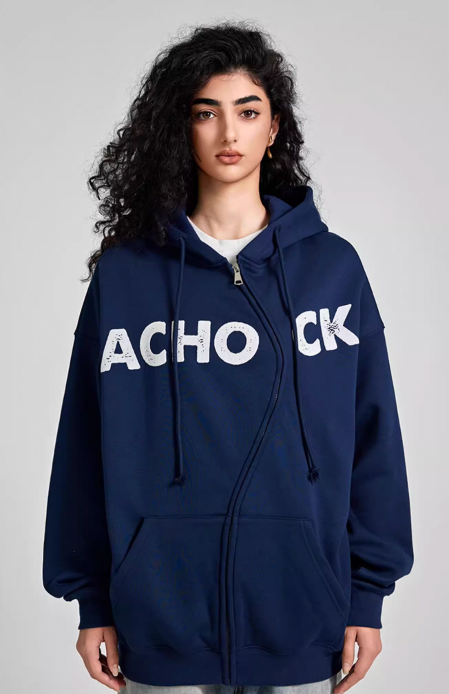 Achock National Tide S Zipper Foam Printed Hoodie