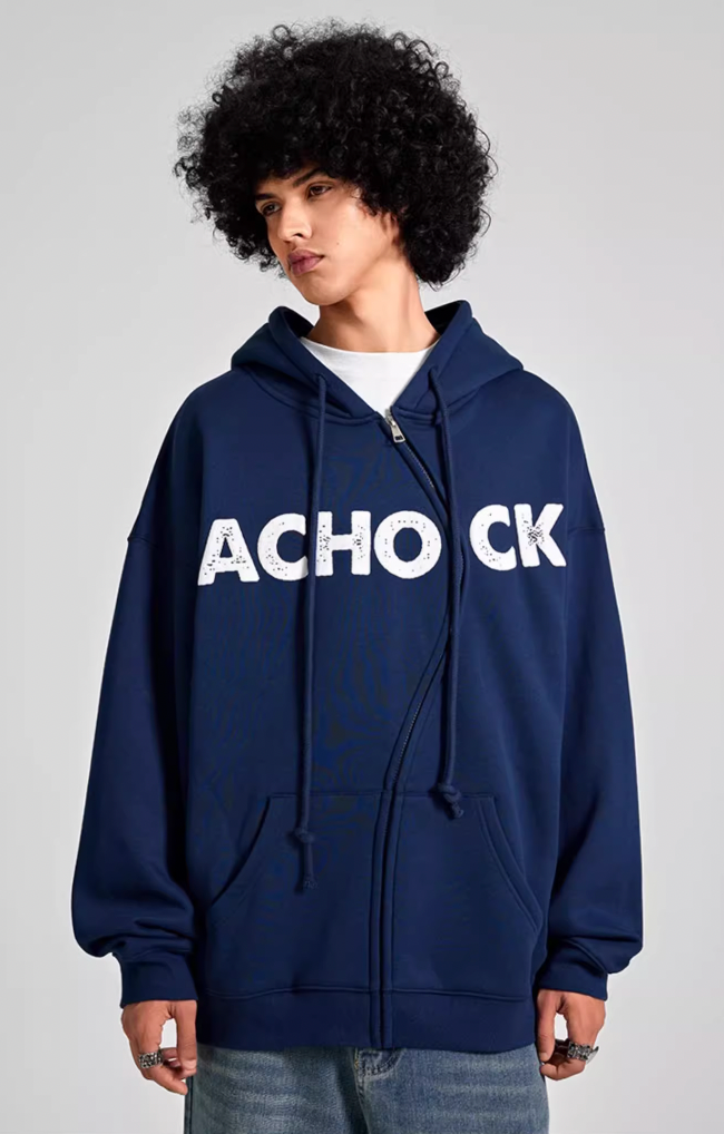 Achock National Tide S Zipper Foam Printed Hoodie