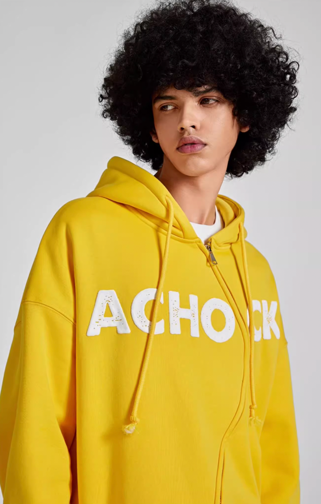 Achock National Tide S Zipper Foam Printed Hoodie