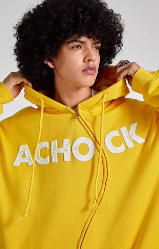 Achock National Tide S Zipper Foam Printed Hoodie
