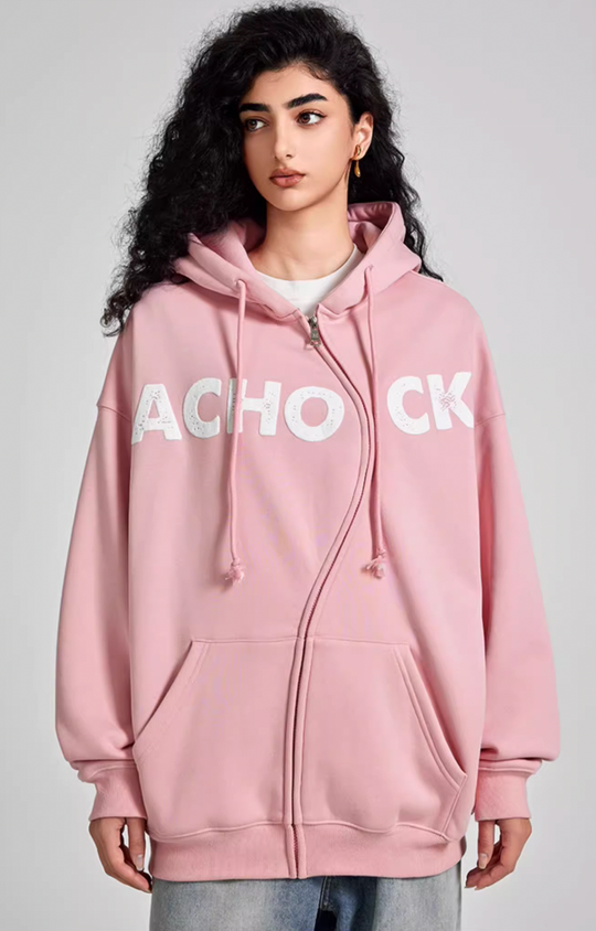 Achock National Tide S Zipper Foam Printed Hoodie