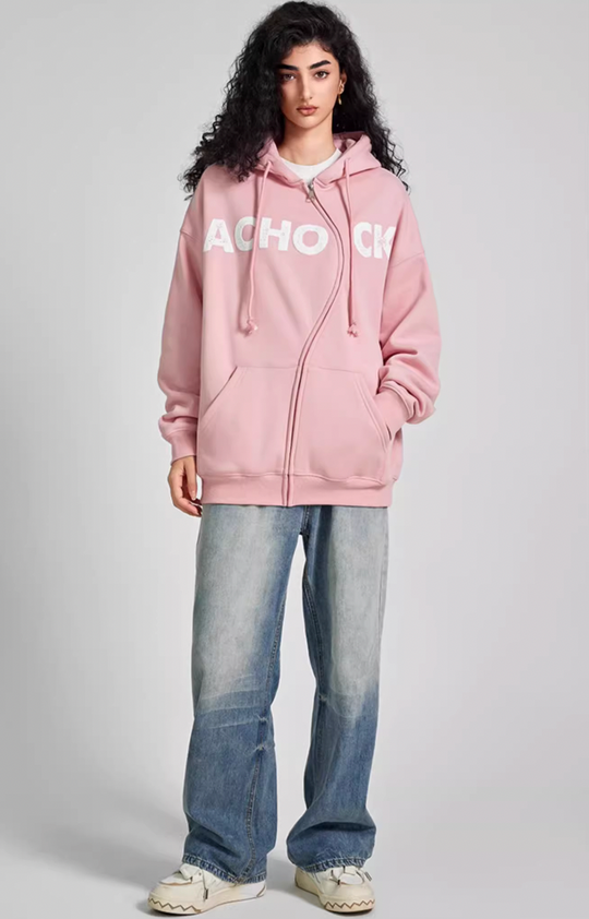 Achock National Tide S Zipper Foam Printed Hoodie