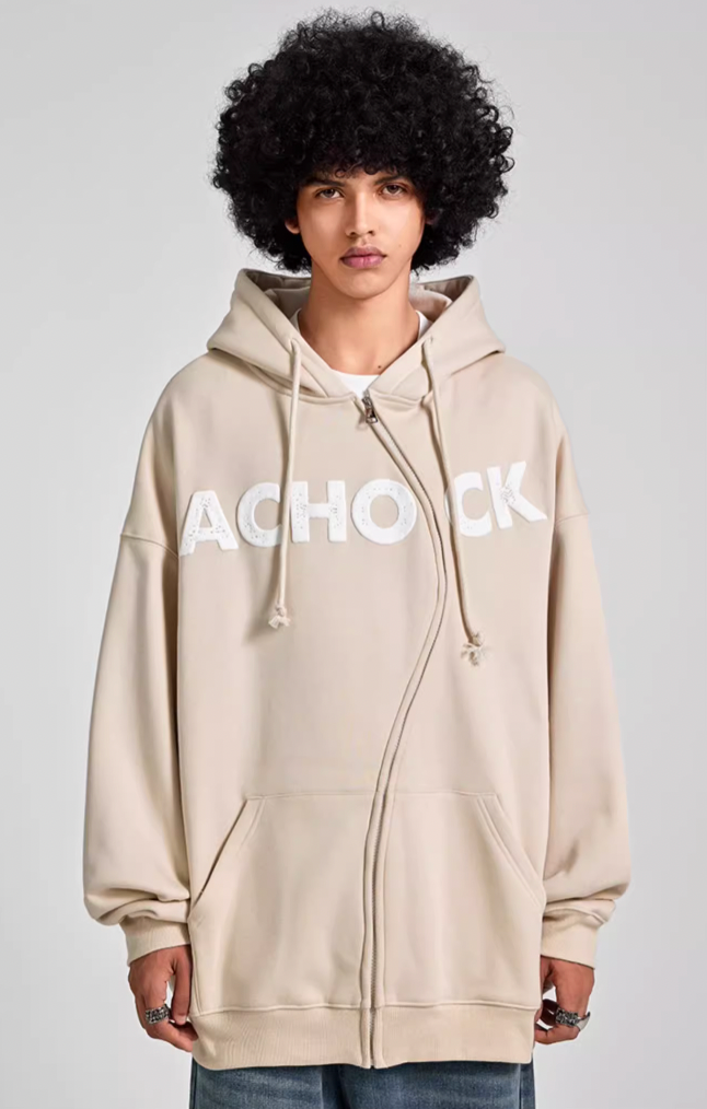 Achock National Tide S Zipper Foam Printed Hoodie
