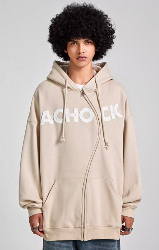 Achock National Tide S Zipper Foam Printed Hoodie